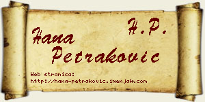 Hana Petraković vizit kartica